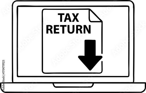 E commerce business tax return digital document on laptop screen
