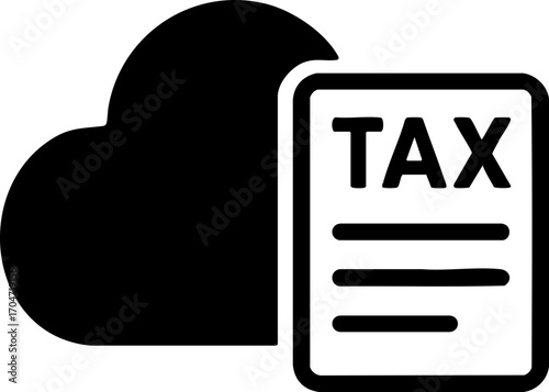 E commerce business tax concept with cloud and document icon for online financial management