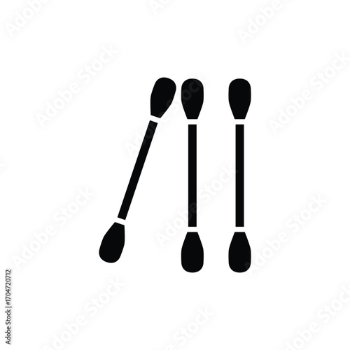 Cotton buds, hygiene icon. Simple glyph style. Swab, pattern, flower, texture, health, medical, beauty concept. Silhouette, solid symbol. Isolated design.