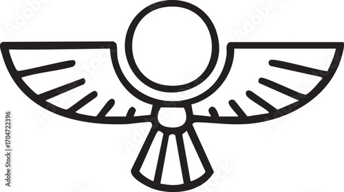 Winged sun disk symbol outline
