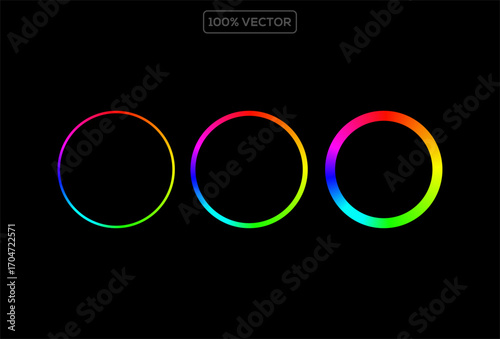 Set of color spectra RGB wheel circles ring vector template