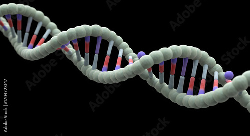 3D DNA Double Helix Structure. Molecular biology, genetics, and scientific research concept. Genetic code and human genome representation.