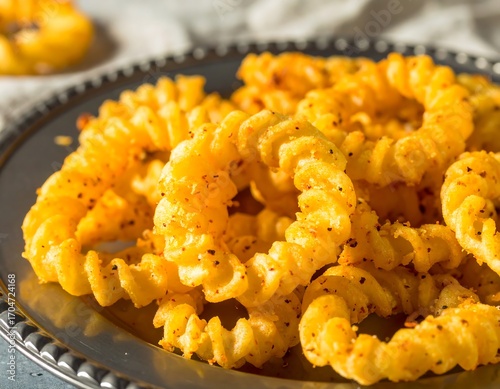 Crispy spiral-cut potato snacks