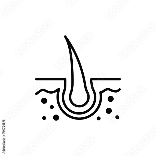 Hair follicle icon. Simple outline style. Dermatology, nourish, science, spa, medical, beauty, medicine, skin, growth, health element concept. Thin line symbol. Isolated design.