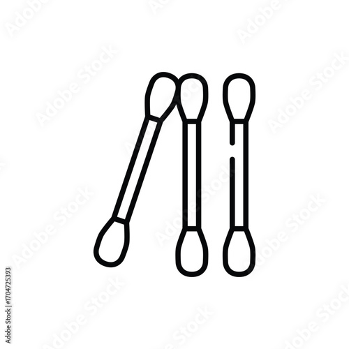 Cotton buds, hygiene icon. Simple outline style. Swab, pattern, flower, texture, health, medical, beauty concept. Thin line symbol. Isolated design.