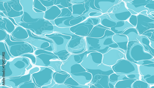 Clear turquoise water surface with sun reflections, seamless summer texture background for web design, brochures, and advertising