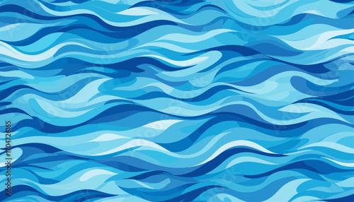 Abstract Blue Water Wave Pattern. Seamless Vector Background Design for Web, Print, Textile, and Creative Projects.
