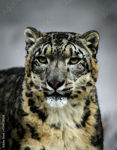 Close-up portrait of a snow leopard
