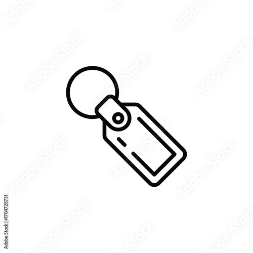 Keychain icon. Simple outline style. Key, chain, keyring, ring, car, house, home, hotel, label concept. Thin line symbol. Isolated design.