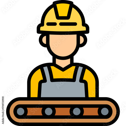 Factory Worker lineal color icon