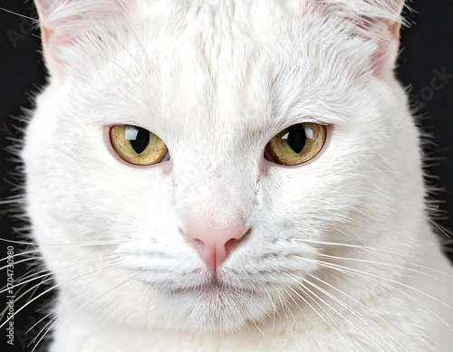 Close-up portrait of a white cat