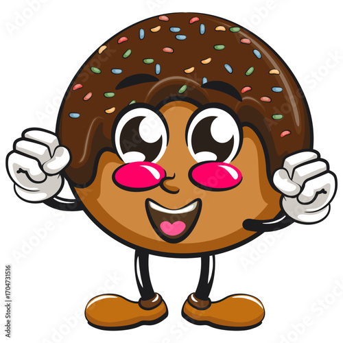 cute chocolate ball mascot character vector illustration be healthy and strong enough to become a champion, work of hand drawn