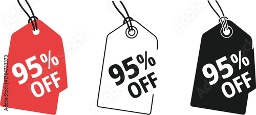 Ninety five percent off discount sale price tag