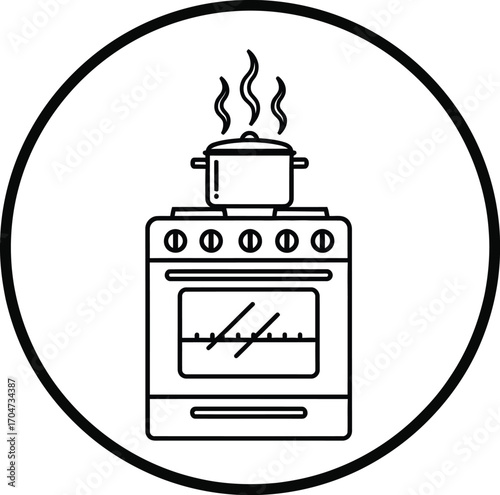 Cooking stove oven pot kitchen appliance vector