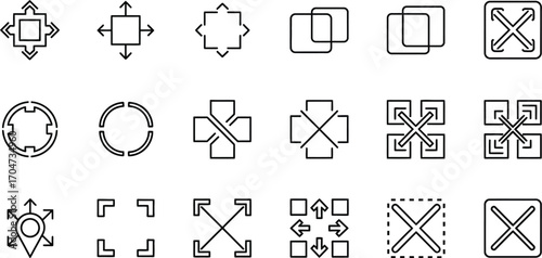Collection of resize and expand vector icons set