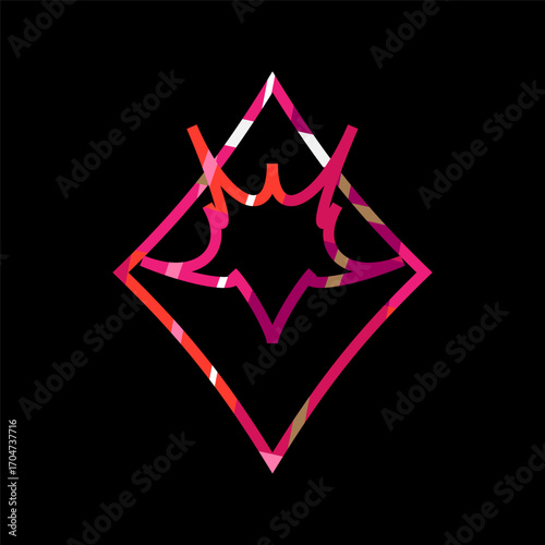 Abstract illustration of animal head on black background.