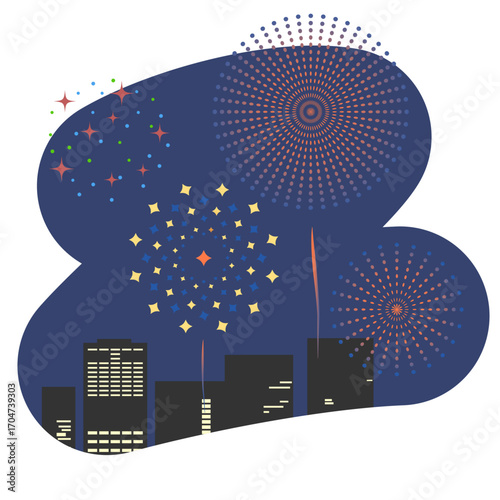 夏を彩る打ち上げ花火のイラスト