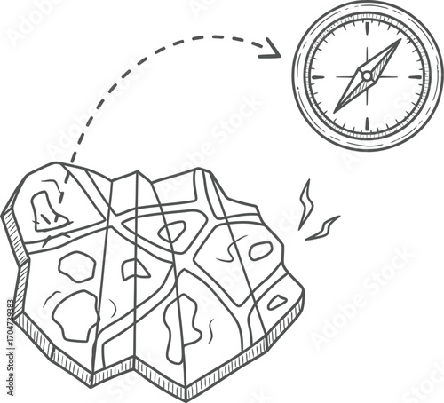Finding direction with a folded map and a classic compass, symbolizing adventure and exploration.