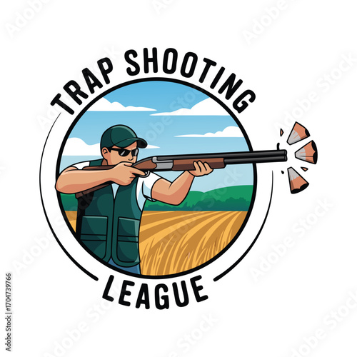 Trapshooting Logo Design Template for Shooting Sport Business.