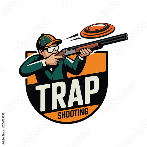 Trapshooting Logo Design Template for Shooting Sport Business.