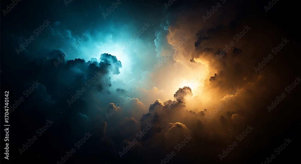 Naklejka premium Cosmic Cloudscape of Light and Shadow.