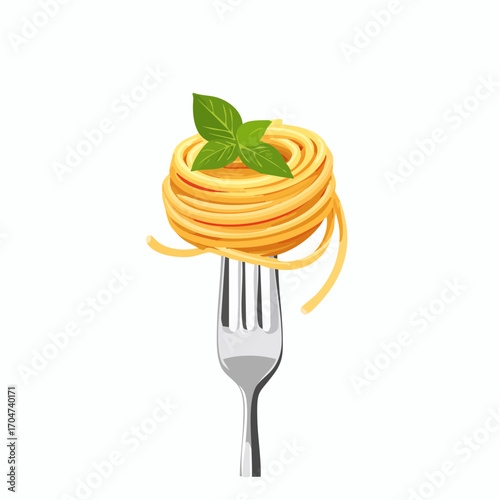 フォークに刺したスパゲッティのベクターイラスト
