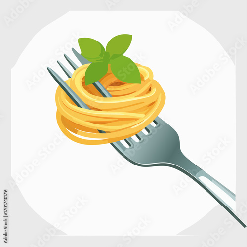 フォークに刺したスパゲッティのベクターイラスト
