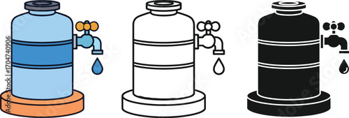 Water dispenser with dripping faucet and different styles