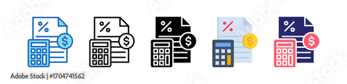 Sales Tax Multiple Style Icon Set Collection. 