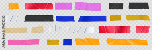 Set of sticky notes, realistic adhesive tape pieces vector illustration.