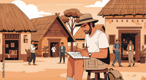Architectural Sketching In A Traditional Village Setting