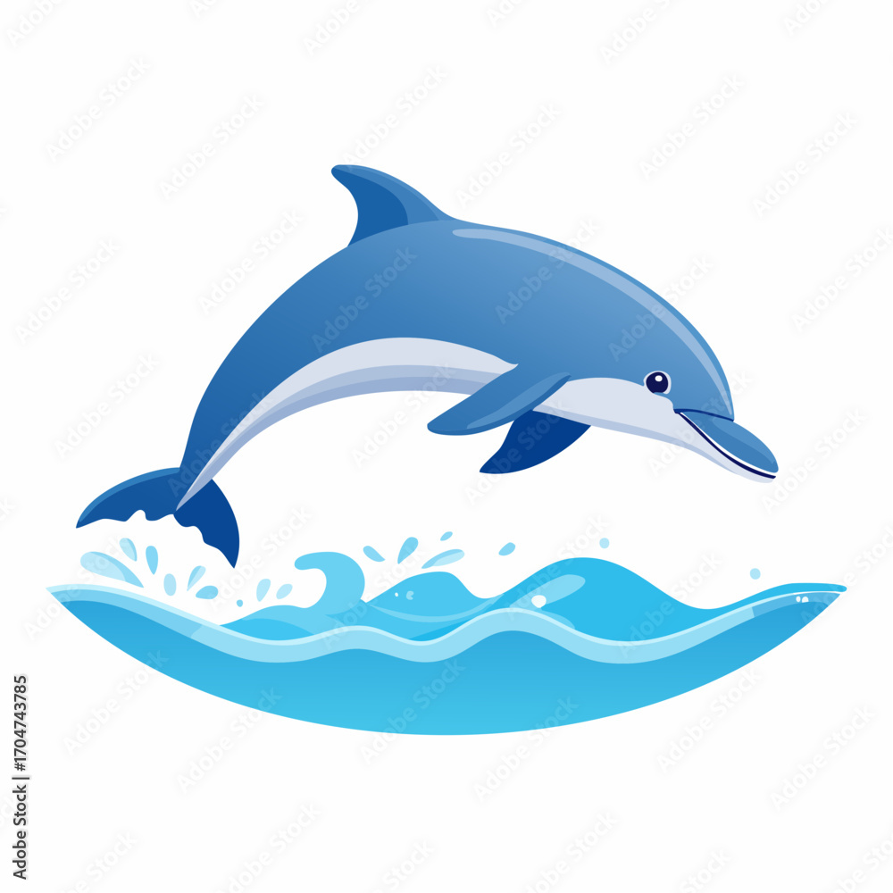 Fototapeta premium Dolphin Jumping Illustration in Flat Vector Marine Animal Design