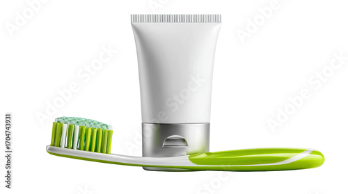 Oral Hygiene: A sleek toothbrush and toothpaste tube, essential tools for dental care. Depicting cleanliness and health.