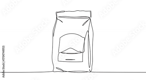 Single line drawing of bag of coffee