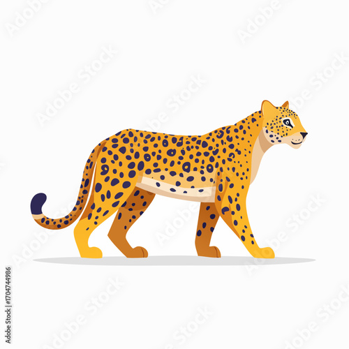 Leopard Illustration in Flat Vector Wild Cat Animal Design
