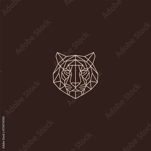 Tiger head fierce wild line art minimalist logo design.