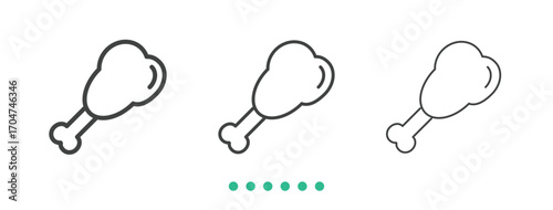 Fried chicken thighs icon. Thin line icon vector