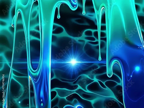 Abstract liquid background with smooth glossy waves, vibrant gradient flow and dynamic fluid motion