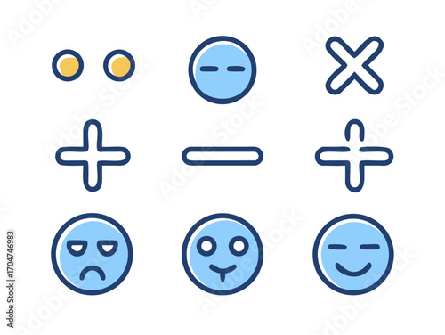 A collection of animated math symbols with expressions and personalities, like Pi, division, multiplication, subtraction, and addition symbols.
