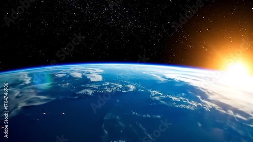 Earth view from space sunrise