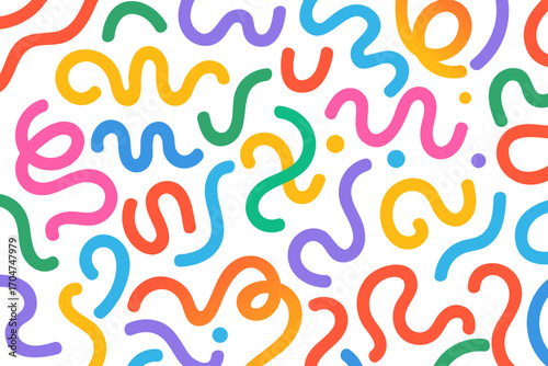 Abstract colorful wavy lines, Swirl, colorful wave line doodle seamless pattern background
