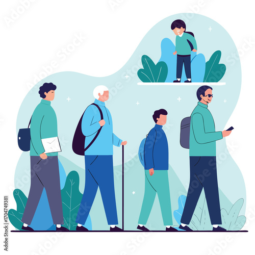 age-progression-illustration-isolated-on-pure-whit.eps