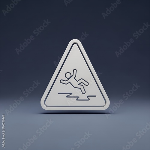 Warning sign indicating slippery surface hazard, safety precaution, risk management concept