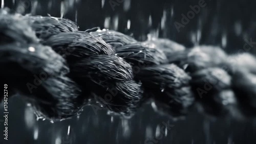 Wet rope close up