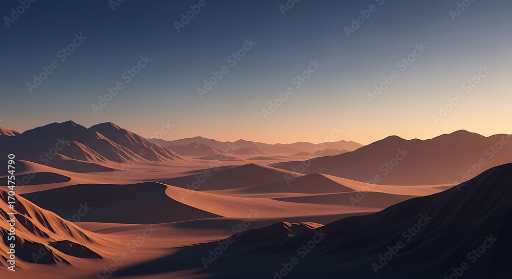 Naklejka premium Desert Mountain Landscape Sunrise.