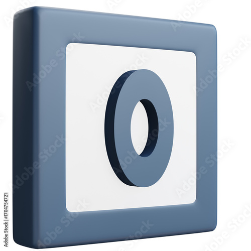 3D Letter O Icon – Blue and White Block Style Alphabet