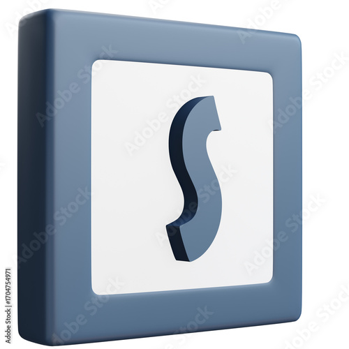 3D Letter S Icon – Blue and White Block Style Alphabet