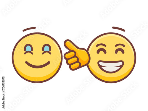 Emoji emoticon proud of himself, pointing oneself with fingers happy.

