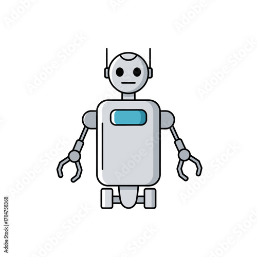 Cartoon Robot Character with Claws and Antennae.