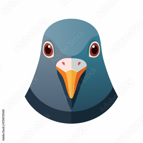 Pigeon Head Illustration in Flat Vector Bird Animal Design
